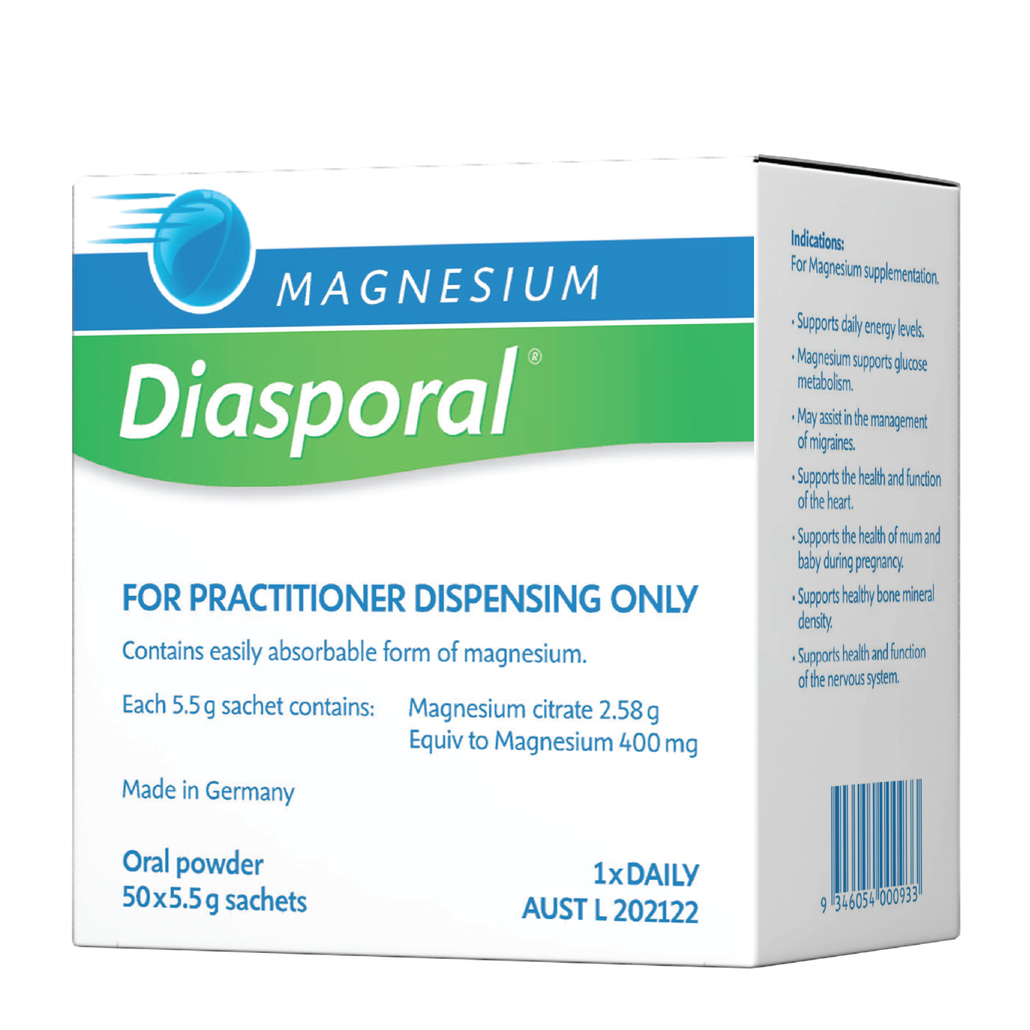 Magnesium Diasporal Oral Powder 50 x 5.5g sachets Pittwater Pharmacy