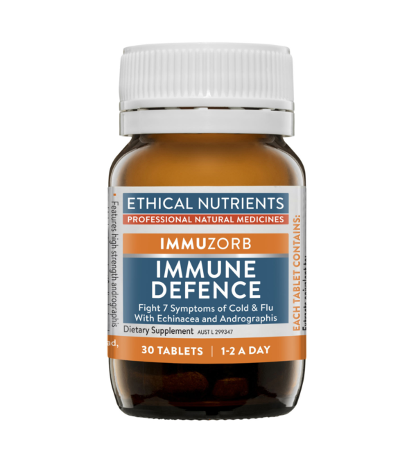 Ethical Nutrients IMMUZORB Immune Defence, with Echinacea and Andrographis for daily immune support, and to help fight 7 symptoms of cold & flu.